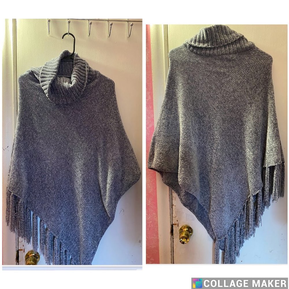 Grey Poncho Sweater